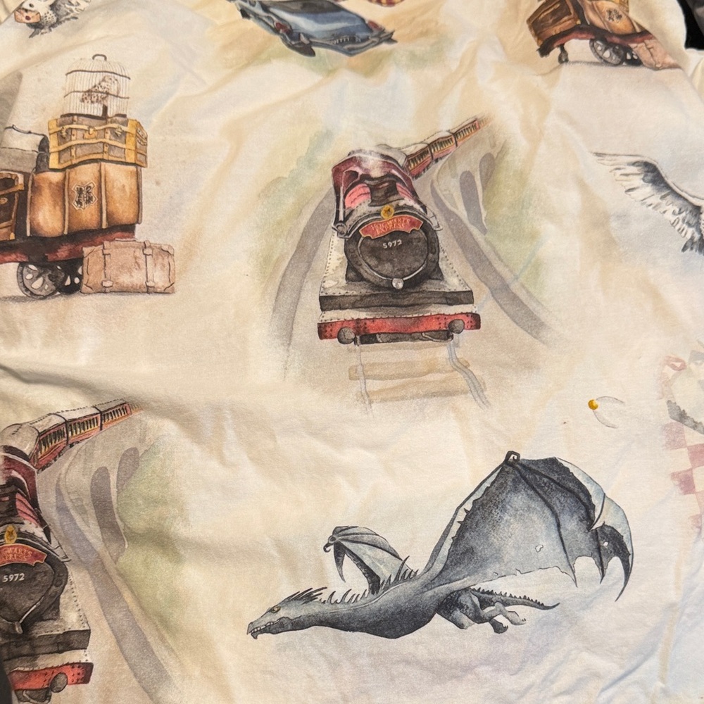 Pottery Barn Kids Cream Harry Potter  Watercolor Illustration Full Fitted Sheet